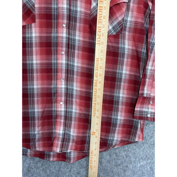Plains Western Wear Pearl Snap Shirt Men's XL Red Cowboy Rodeo Rockabilly - Picture 7 of 10